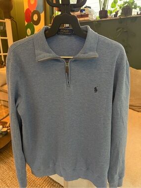 Polo by Ralph Lauren Men’s Heather Sky Blue Half-Zip Pullover